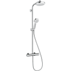 Colonne de douche crometta 1 jet ecosmart avec mitigeur thermostatique blanc/chromé hansgrohe