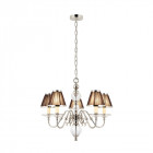 Chandelier tilburg, nickel poli, 5 abat-jours noirs