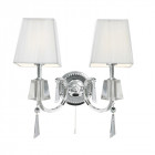 Applique portico, en chrome et verre avec 2 abat-jour blancs
