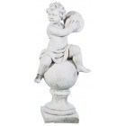 Statue ange musicien en pierre reconstituée cymbales