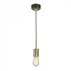 Suspension douille, noir et laiton poli
