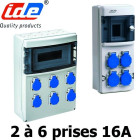 Coffret de prise étanche (prise française 16a) ip44 12 modules 3 prises