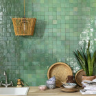 Zellige marocain artisanal - vert d'eau 5x5 cm - mosaïque mur (vendu par plaque de 30x30 cm)