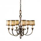 Suspension justine, bronze et verre, 6 ampoules