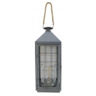 Lanterne de jardin en métal gris et verre