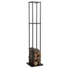 Grand rack à bûches en métal noir