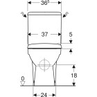 Pack WC au sol Renova Compact avec réservoir attenant, sortie multidirectionnelle semi-caréné rimfree et abattant WC