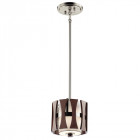 Suspension cirus, nickel brossé, bois, tissu blanc Suspension cirus, nickel brossé, bois, tissu blanc