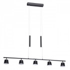 Suspension noire techno 5 ampoules 150 cm
