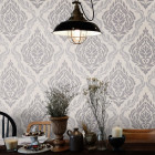 Papier peint medallion beige et argenté