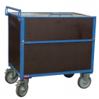Chariot conteneur bois avec toit dimensions plateau au choix