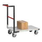 Chariot monté FLAT-PACK™ dossier fixe plateau mélaminé roues TPE 250 kg - Dimensions au choix