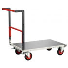 Chariot FLAT-PACK™ dossier repliable 1000 x 600 mm plateau tôle galva roues CC 400 kg - 804722331