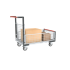 Chariot modulaire grillagé 1 dossier et 3 demi-ridelles plateau bois 850 x 500 mm 250 kg - 806724146