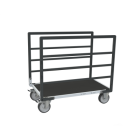 Chariot modulaire tube 2 ridelles, plateau bois avec tapis caoutchouc 1000 x 600 mm 500 kg