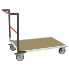Chariot modulaire tube 1 dossier, plateau bois 1200 x 800 mm, 500 kg