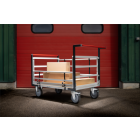 Chariot modulaire tube 2 dossiers + 2 ridelles, plateau bois 1200 x 800 mm, roues rectangle 500 kg