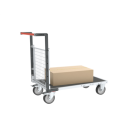 Chariot modulaire grillagé 1 dossier, plateau bois avec tapis caoutchouc 1200 x 800 mm 500 kg