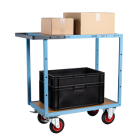 Servante mécano-soudée 2 plateaux médium 850 x 500 mm roues CC 400 kg - 880701231