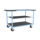 Servante mécano-soudée EVERSTEEL™ double poignées 3 plateaux tôle galva + caoutchouc 1200 x 800 mm roues CC 400 kg - 880703832