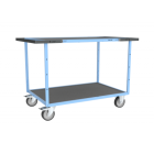 Servante mécano-soudée EVERSTEEL™ double poignées 2 plateaux tôle galva + caoutchouc 1200 x 800 mm roues TPE 400 kg - 880703841