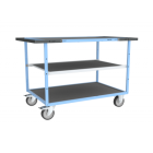 Servante mécano-soudée EVERSTEEL™ double poignées 3 plateaux tôle galva + caoutchouc 1200 x 800 mm roues TPE 400 kg - 880703842