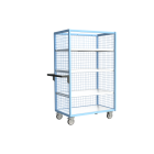 Servante grillagée 3 côtés avec 3 étagères plateau bois 250 kg - Dimensions au choix