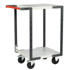 Servante flat-pack 2 plateaux mélaminé, 550 x 500 mm, roues TPE, 250 kg