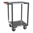 Servante flat-pack 2 plateaux tôle, 550 x 500 mm, roues CC, 250 kg