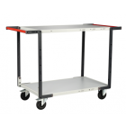 Servante flat-pack 2 plateaux mélaminé, 1000 x 600 mm, roues CC, 250 kg
