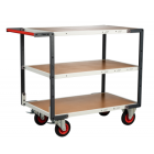 Servante flat-pack 3 plateaux médium, 1200 x 800 mm, roues CC, 400 kg