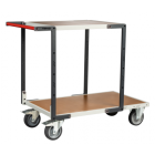 Servante flat-pack 2 plateaux médium 1 plateau 1000 x 600 mm et 1 plateau 700 x 600 mm roues TPE 400 kg