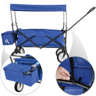 Chariot de jardin pliable 70 kg avec toit + sacoche bleu