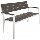 Banc de jardin pour 2 personnes utilisation en extérieur aluminium 129 cm gris blanc