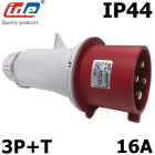 Fiche mâle triphasé 16a ip44 380v à 415v - étanche ip67 ou ip44 - ip44 - prise mâle 3p+t - 16a - 380v