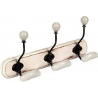 Patère en bois blanc et céramique 3 crochets Patère en bois blanc et céramique 3 crochets