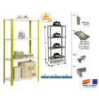 Étagère de rangement 1600x800x400mm vert/blanc charge 100kg homeclassic colour mini 4/400 simon rack