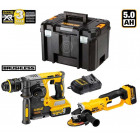Kit meuleuse 125 mm et perforateur SDS-Plus 18V DeWALT (2 batteries 5,0 Ah + chargeur + coffret TSTAK VI)