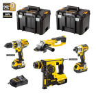Kit 4 outils électroportatifs DCK483P3T + 3 batteries 5,0 Ah + chargeur + 2 x TSTAK VI DeWalt