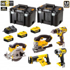 Kit 5 outils électroportatifs DCKXR5WP3T + 3 batteries 5,0 Ah + chargeur + 2 x TSTAK VI DeWalt