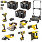 Pack 8 outils électroportatifs DCK XR8MP4T DeWALT (4 batteries 5,0Ah + chargeur + 3 coffrets + trolley)