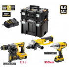 Pack perforateur, boulonneuse à chocs et meuleuse DeWALT (2 x 5,0Ah + chargeur + 2 mallettes de transport)