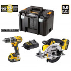 Kit XPROF142 perceuse visseuse à percussion + scie sauteuse + 2 x 5,0 Ah + chargeur + TSTAK VI DeWalt
