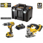 Kit XPROF140 perceuse visseuse à percussion + scie sauteuse + 2 x 5,0 Ah + chargeur + TSTAK VI DeWalt