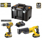 Coffret XPROF139 perceuse visseuse à percussion + scie sabre + 2 x 5,0 Ah + chargeur + TSTAK VI DeWalt