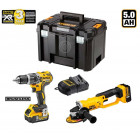 Kit XP256P2T perceuse visseuse à percussion + meuleuse + 2 x 5,0 Ah + chargeur + TSTAK VI DeWalt