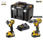 Coffret XP254M2T perceuse à percussion + boulonneuse à chocs + 2x4,0Ah + chargeur + TSTAK VI DeWalt
