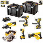 Kit 6 outils électroportatifs XP657P3T + 3 batteries 5,0 Ah + chargeur + 2 x TSTAK VI DeWalt
