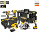 Kit 5 outils électroportatifs XP593M3 + 3 batteries 4,0 Ah + chargeur + coffrets DeWalt