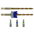 4 pièces - Kit Terrasse mèche & fraise HSS 2en1 Bois Métal Ø 5mm + 1 foret HSS + 3 embouts Inox - TIVOLY - 11900770500